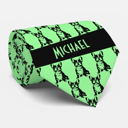 Mint Green Bulldog Krawatte (Gerollt)