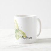 Mint Green Butterfly Believe Kaffeetasse (VorderseiteRechts)