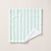 Mint Green Cabana Streifen Mit Monogramm Initialen Badhandtuch Set (Waschlappen)