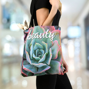 Mint Green Cactus Succulent Foto Beauty Script Tasche