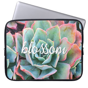 Mint Green Cactus succulent Foto Blossom Script Laptopschutzhülle