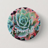 Mint Green Cactus succulent Foto Strength Script Button (Vorderseite)