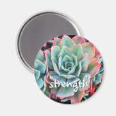 Mint Green Cactus succulent Foto Strength Script Magnet (Vorderseite/Rückseite)
