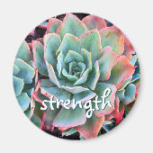 Mint Green Cactus succulent Foto Strength Script Magnet (Vorne)