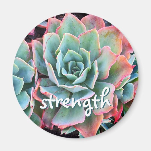 Mint Green Cactus succulent Foto Strength Script Magnet (Vorne)