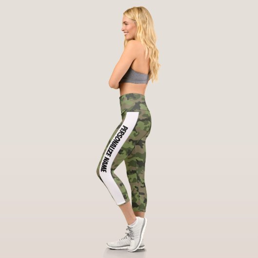 Mint Green Camouflage PERSONALIZE Capri Leggings (Links)