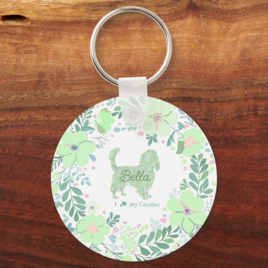 Mint Green Cavalier King Charles Spaniel Custom Schlüsselanhänger (Vorderseite)