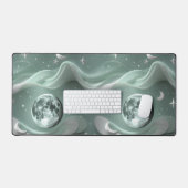 Mint Green Celestial Moon Calm Vibes Schreibtischunterlage (Tastatur & Maus)