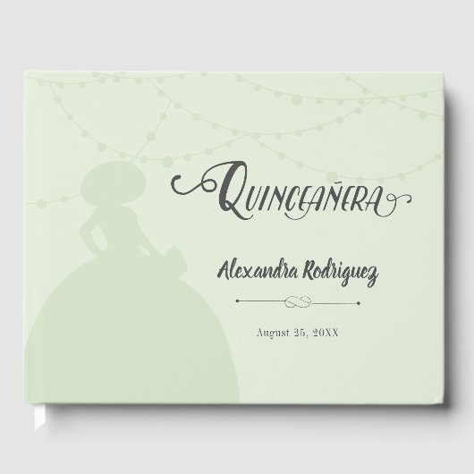 Mint Green Charro Silhouette Quinceanera Gästebuch (Vorderseite)