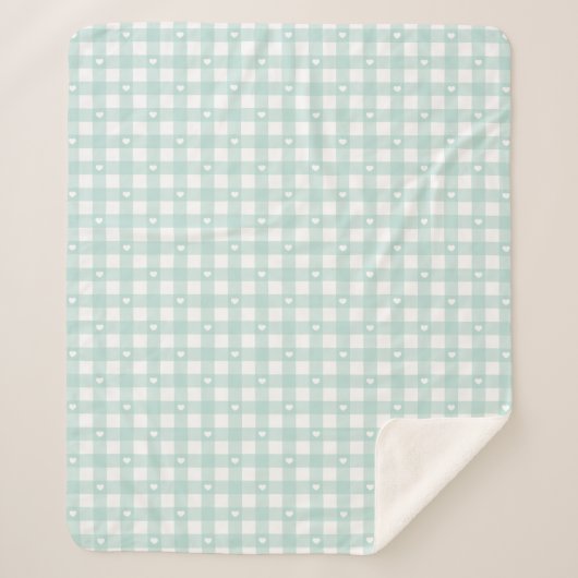 Mint Green Checks Sherpadecke (Vorderseite)