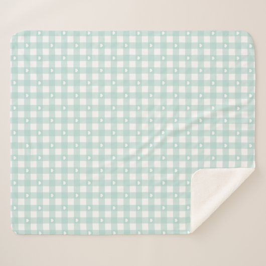 Mint Green Checks Sherpadecke (Vorderseite (Horizontal))