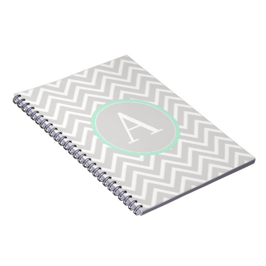 Mint Green Chevron Monogram Notebook Notizblock (Rechte Seite)