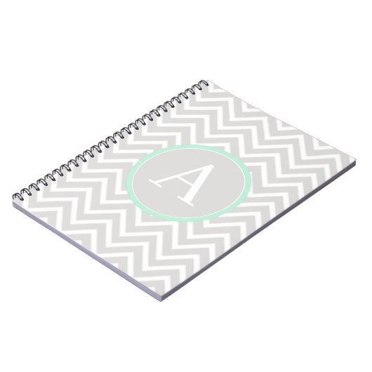 Mint Green Chevron Monogram Notebook Notizblock (Linke Seite)