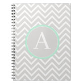 Mint Green Chevron Monogram Notebook Notizblock (Vorderseite)