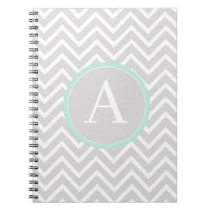 Mint Green Chevron Monogram Notebook Notizblock