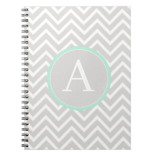 Mint Green Chevron Monogram Notebook Notizblock (Vorderseite)