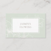 Mint Green | Chic Floral Label Visitenkarte (Vorderseite)