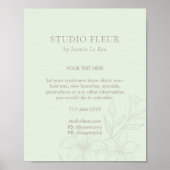 Mint Green | Chic Floral Text Förderung Poster (Vorne)