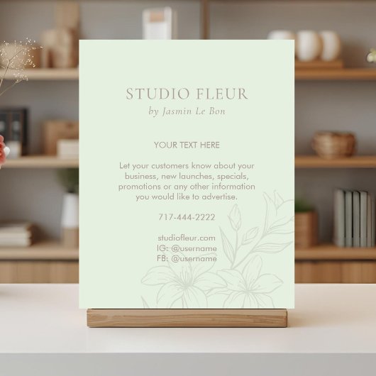 Mint Green | Chic Floral Text Förderung Poster
