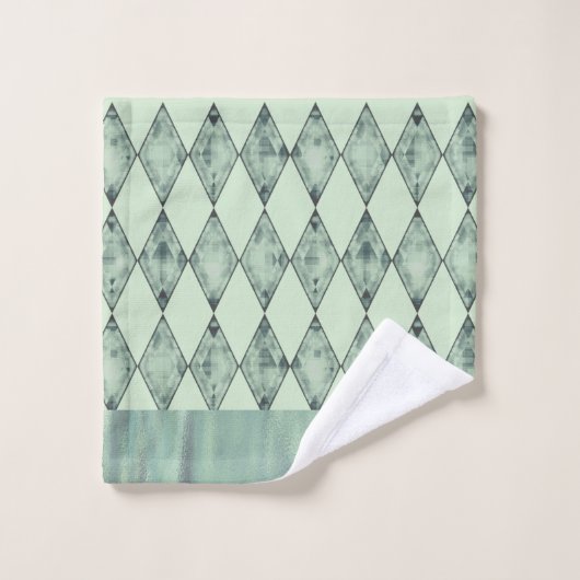 Mint Green Chic Harlequin Badhandtuch Set (Waschlappen)