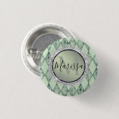 Mint Green Chic Harlequin Monogram Button (Vorne & Hinten)