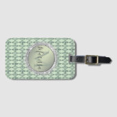 Mint Green Chic Harlequin Monogram Gepäckanhänger (Vorderseite (Horizontal))