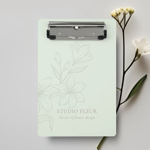 Mint Green   Chic Minimal Floral Mini Klemmbrett