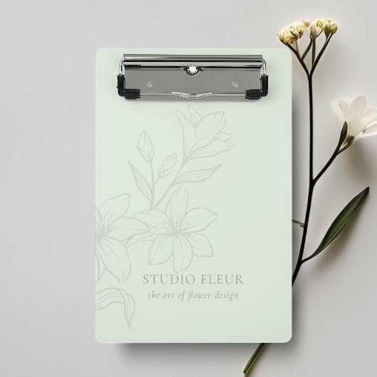 Mint Green | Chic Minimal Floral Mini Klemmbrett