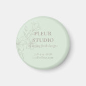Mint Green | Chic Minimalistisch Floral Magnet (Vorne)