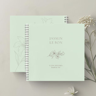 Mint Green Chic Minimalistisch Floral Notizblock