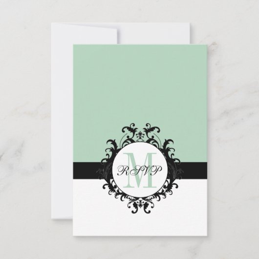 Mint Green Chic Monogram | RSVP-Hochzeitkarte RSVP Karte (Vorderseite)