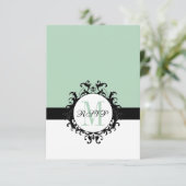Mint Green Chic Monogram | RSVP-Hochzeitkarte RSVP Karte (Stehend Vorderseite)