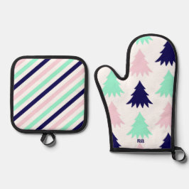 Mint Green Christmas Ofenhandschuh & Topflappen-Set