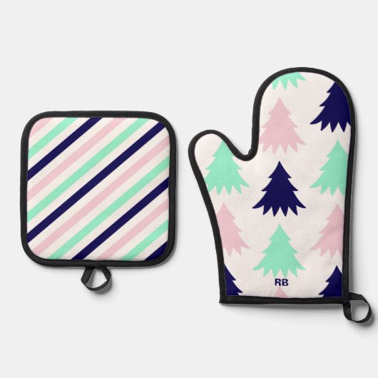 Mint Green Christmas Ofenhandschuh & Topflappen-Set (Vorderseite)