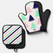 Mint Green Christmas Ofenhandschuh & Topflappen-Set (Vorderseite/Rückseite)