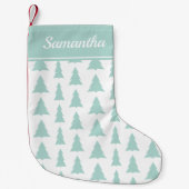 Mint Green Christmas Tree Muster Individuelle Name Kleiner Weihnachtsstrumpf (Vorderseite)
