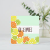 Mint Green Citrus Fruit Slices Summer Tee Party Einladung (Stehend Vorderseite)