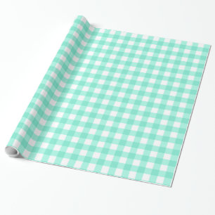 Mint Green Classic Gingham Checkered Pattern Geschenkpapier