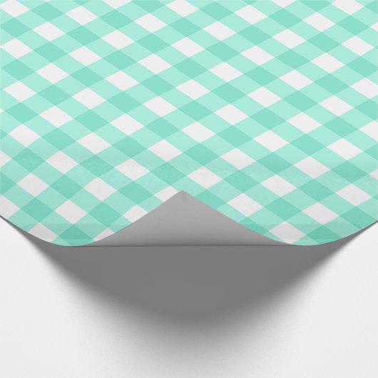 Mint Green Classic Gingham Checkered Pattern Geschenkpapier (Ecke)