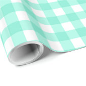 Mint Green Classic Gingham Checkered Pattern Geschenkpapier (Rolleneckpunkt)