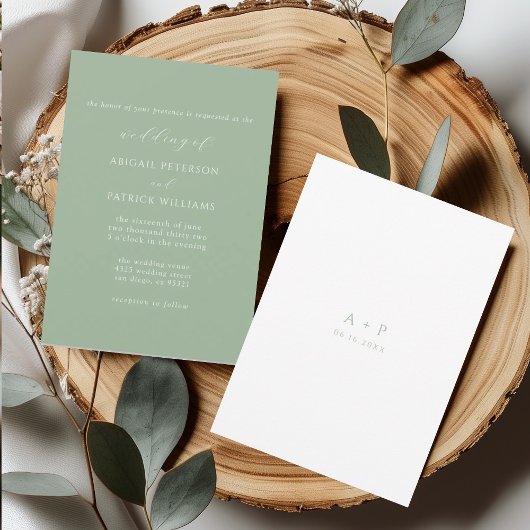 Mint Green Classic Minimal Wedding Einladung