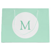 Mint Green Color Monogram Modern Elegant Trendy Große Geschenktüte (Vorderseite)