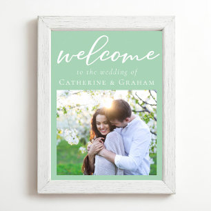 Mint Green Couple Foto Chic Wedding Willkommen Poster