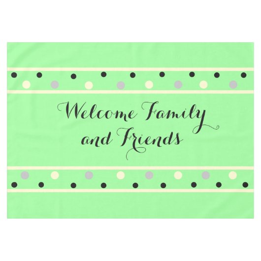 Mint Green Cream Gray Polka Dots Friends Tischdecke (Vorderseite (Horizontal))