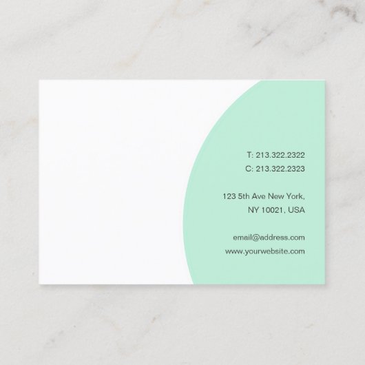 Mint Green Custom Modern Calligraphed Template Visitenkarte (Rückseite)