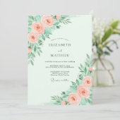 Mint Green Dainty Spring Wedding Einladung (Stehend Vorderseite)