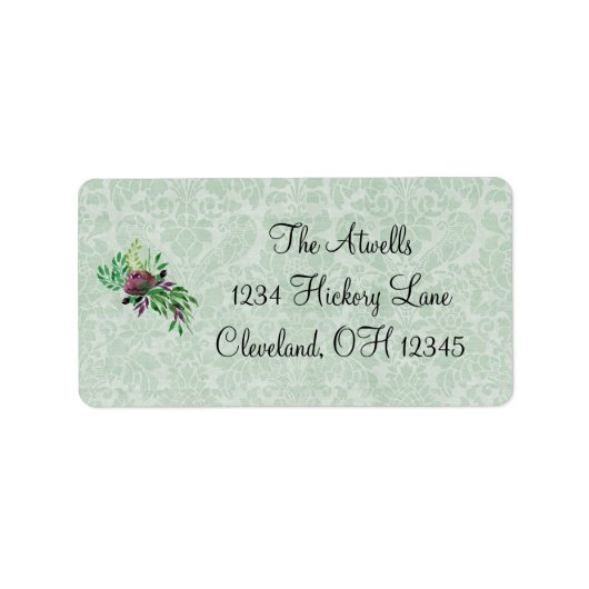 Mint Green Damask Address Labels Adressaufkleber (Vorne)