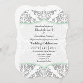 Mint Green Damask Bracket Wedite Einladung (Vorne/Hinten)