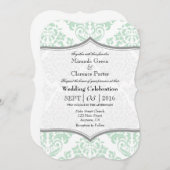 Mint Green Damask Bracket Wedite Einladung (Vorne/Hinten)
