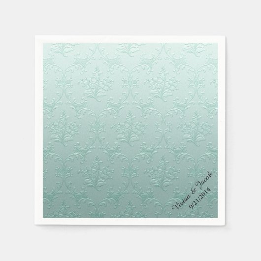 Mint Green Damask Custom Wedkins Serviette (Vorderseite)